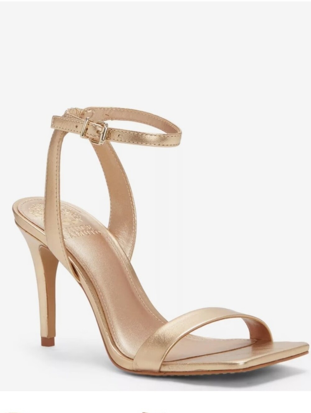 Vince Camuto Saprenda 2 Leather Metallic Gold Heel Sandals